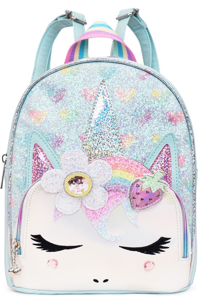 OMG Accessories Kids' Gwen Rainbow Glitter Heart Mini Backpack, Main, color,