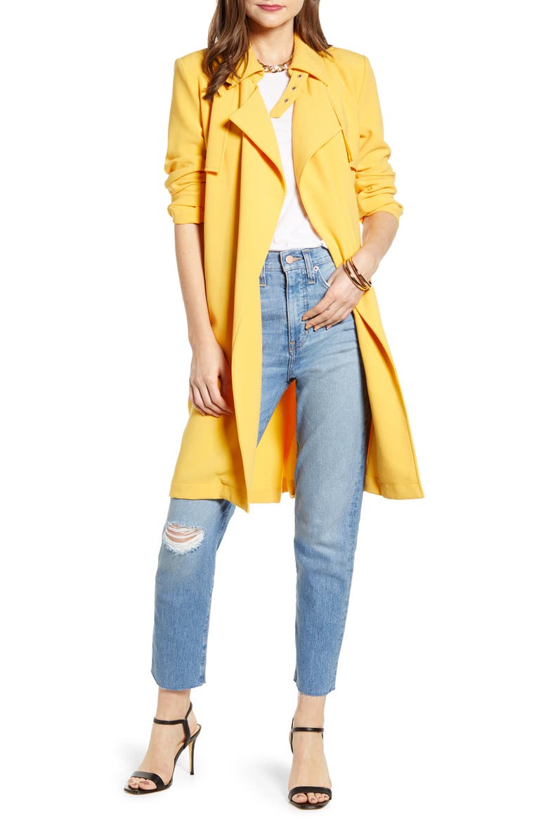 Drapey Trench Coat (Nordstrom Exclusive), Main, color, YELLOW AMBER