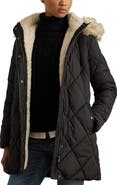 Lauren Ralph Lauren Faux Fur Trim Hooded Puffer Jacket