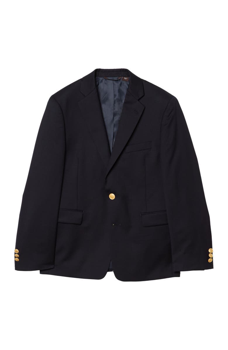Michael Kors Plain Navy Two Button Wool Blazer, Main, color,