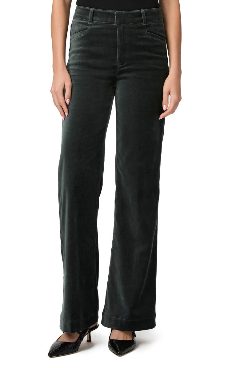 PAIGE Leenah Wide Leg Velvet Pants, Main, color, Dark Spruce
