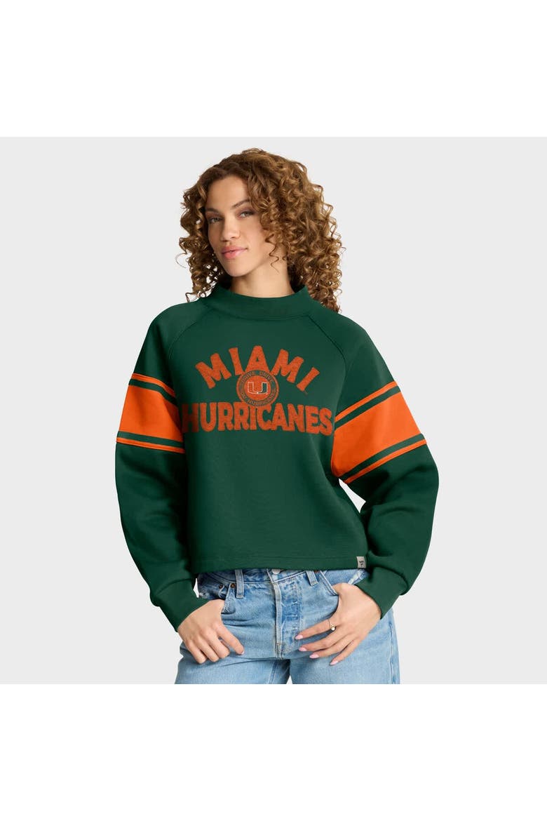 Women's Fanatics Green Miami Hurricanes Oversized Hometown Premium Punt Coverage Raglan Pullover Sweatshirt, Main, color, Green