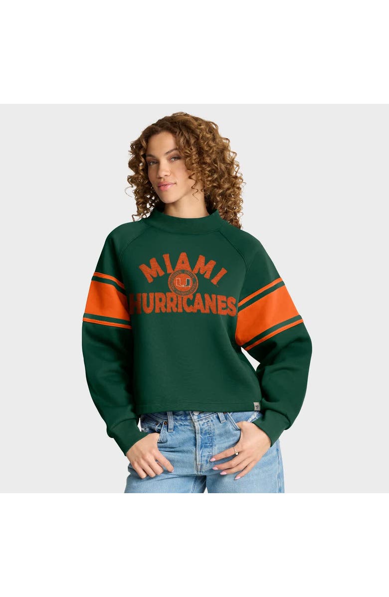 FANATICS Women's Fanatics Green Miami Hurricanes Oversized Hometown Premium Punt Coverage Raglan Pullover Sweatshirt, Main, color, Green