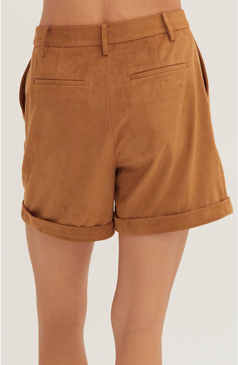 CRESCENT Suede Cuffed Shorts, Alternate, color, Camel