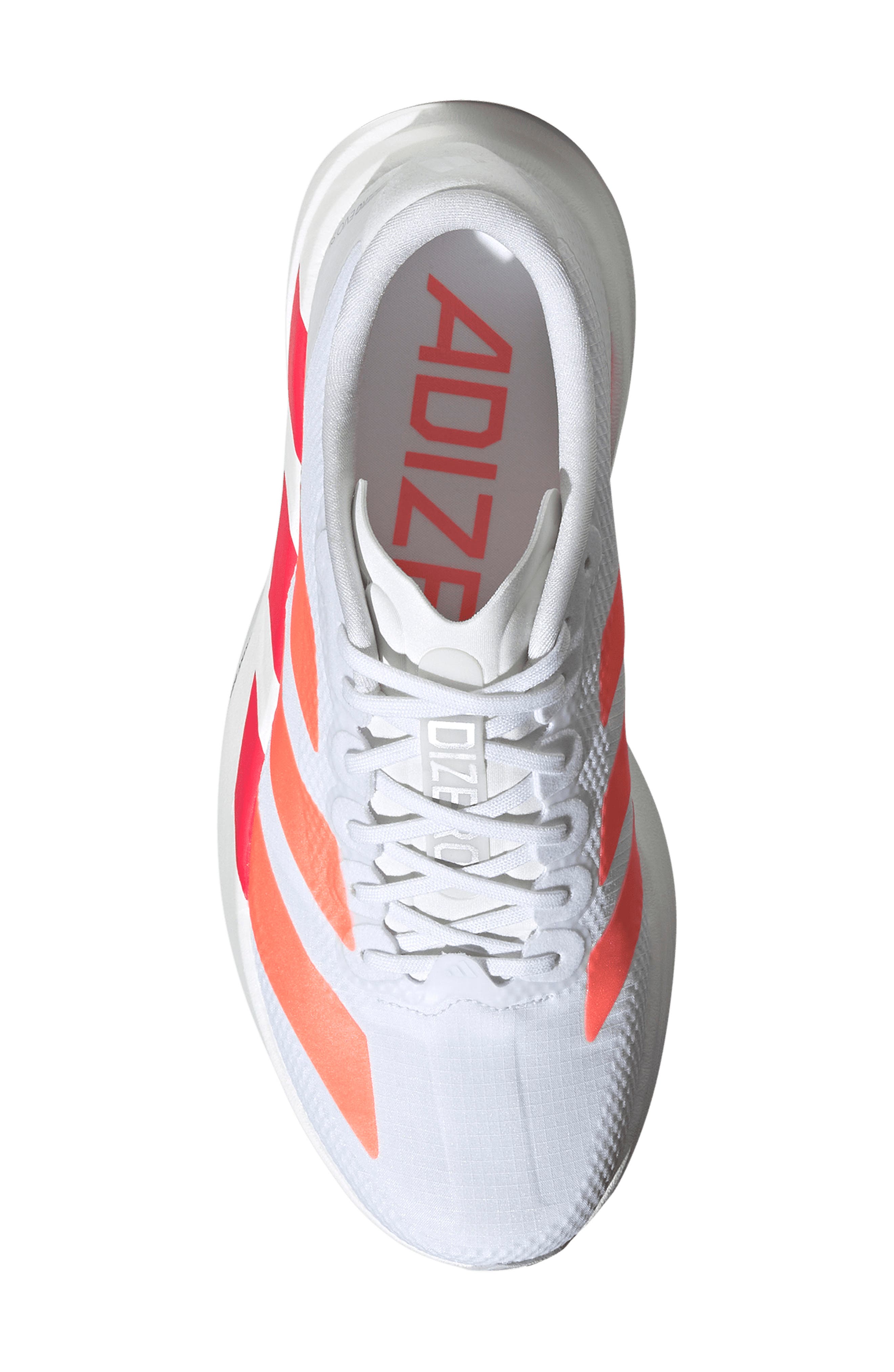 Adizero Evo SL Running Shoe, Alternate, color, WHITE/ ORANGE/ LUCID RED