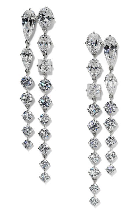 Lucia Cubic Zirconia Double Linear Drop Earrings