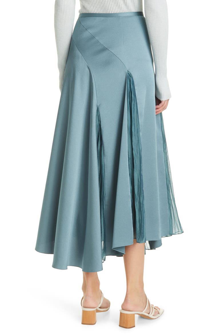 Mixed Media Panel Asymmetrical Skirt, Alternate, color, CELADON