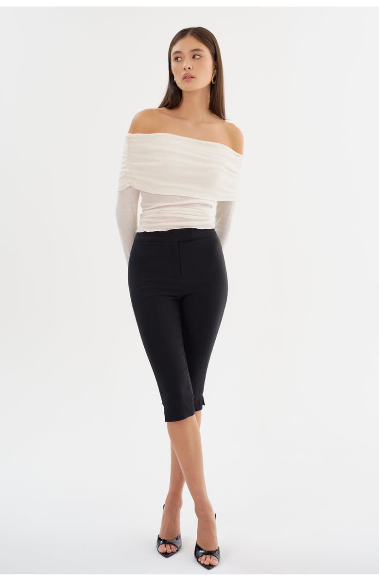 LAMARQUE CELINE | Stretch Twill Capri, Alternate, color, Black