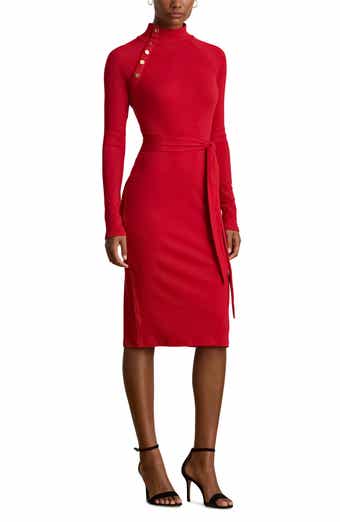 Lauren Ralph Lauren Long Sleeve Cotton Blend Rib Dress