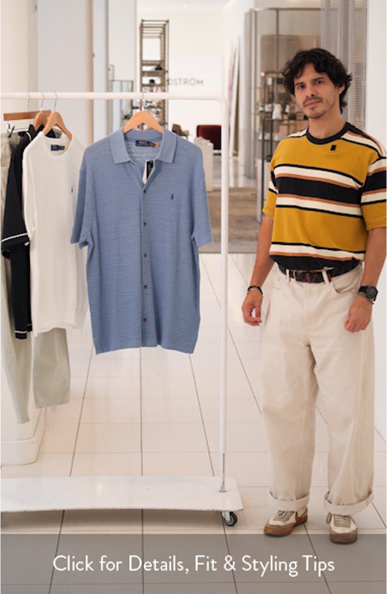 Textured Short Sleeve Cotton & Linen Button-Up Shirt, sales video thumbnail