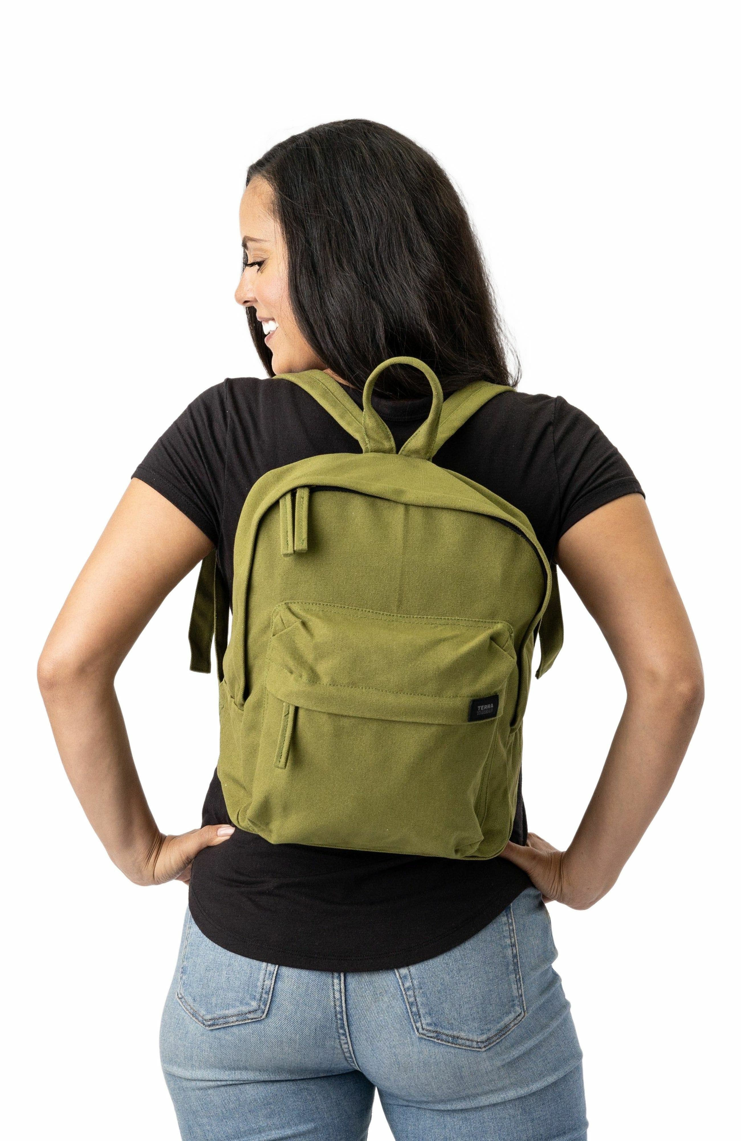 Organic Cotton Mini Backpack, Alternate, color, Olive Green
