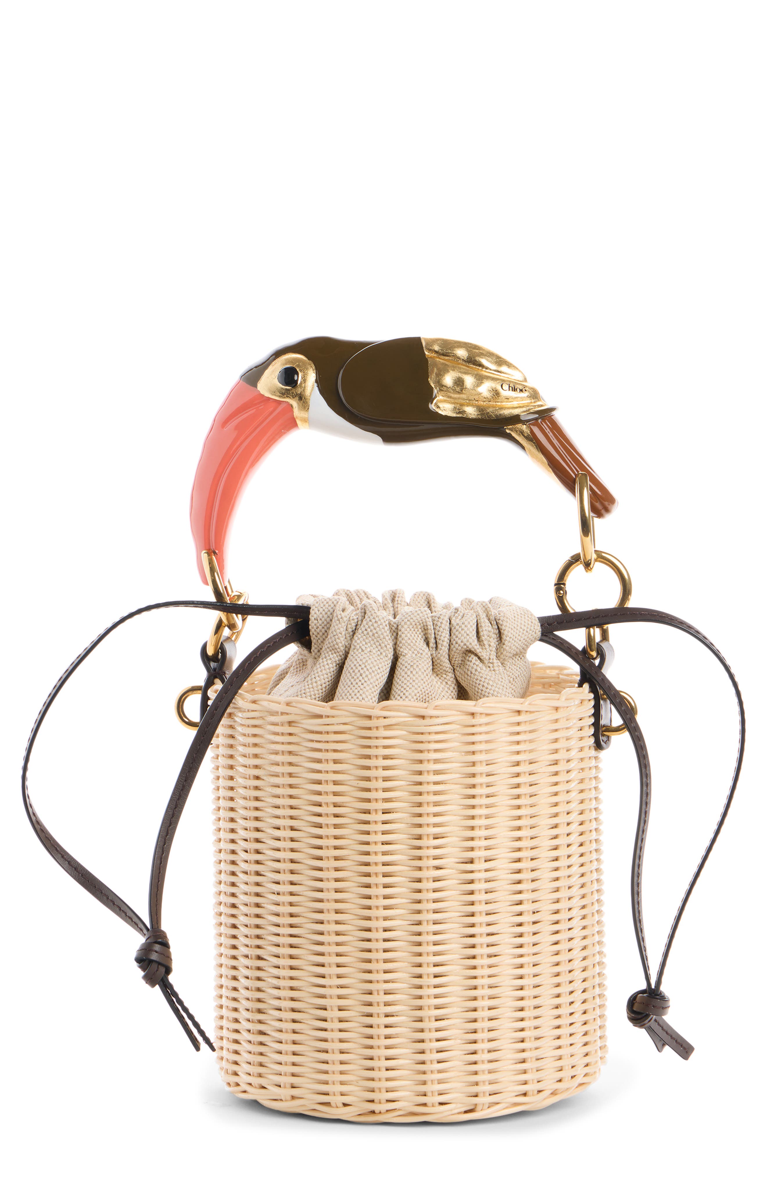 Chloé Tropicus Wicker Bucket Bag, Main, color, Hot Sand