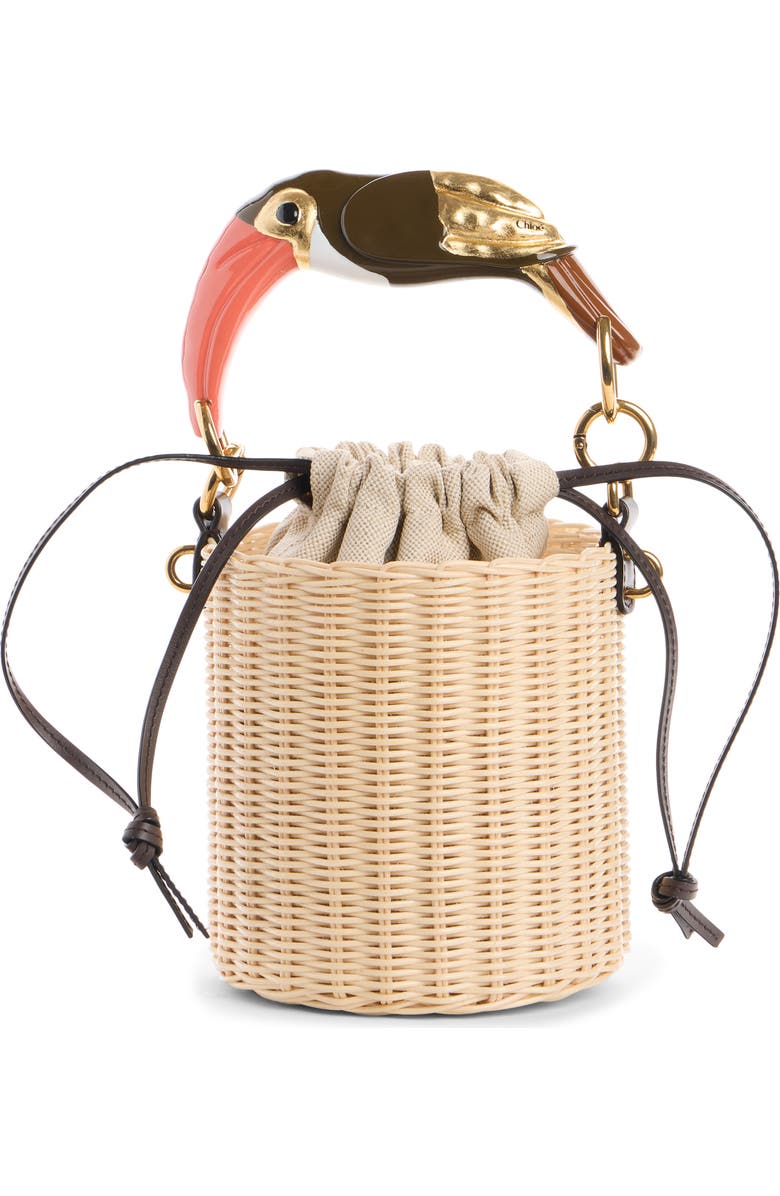 Chloé Tropicus Wicker Bucket Bag, Main, color, Hot Sand