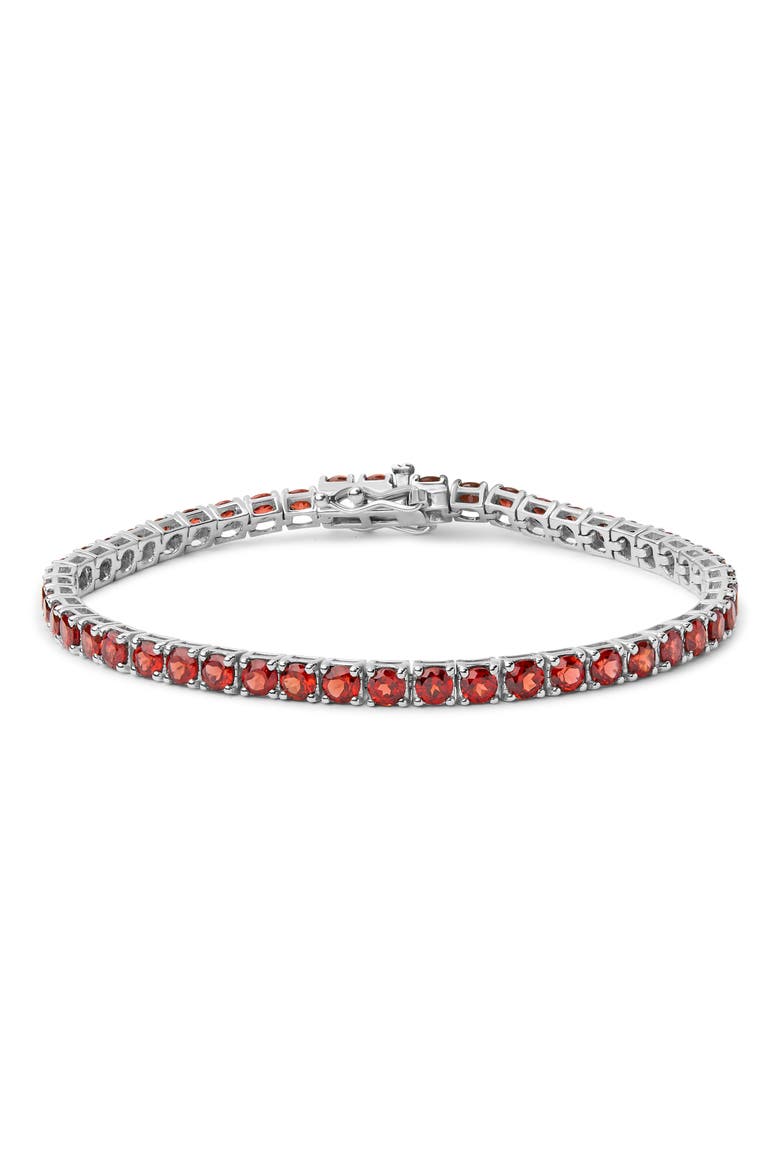 .925 Sterling Silver 10.0 Cttw Created Orange Garnet Tennis Bracelet - 7.25", Main, color, White