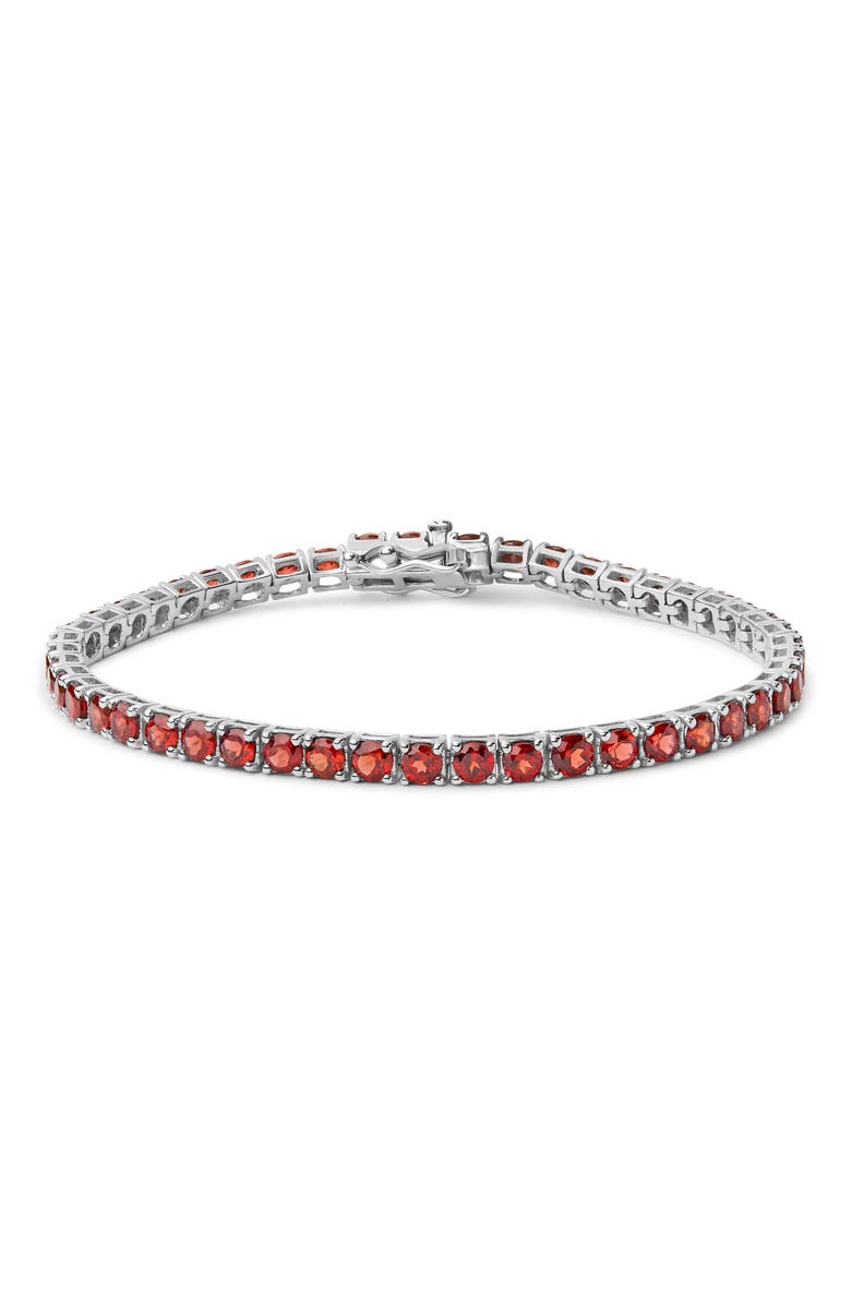 Haus of Brilliance .925 Sterling Silver 10.0 Cttw Created Orange Garnet Tennis Bracelet - 7.25", Main, color, White