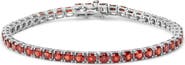 Haus of Brilliance .925 Sterling Silver 10.0 Cttw Created Orange Garnet Tennis Bracelet - 7.25"