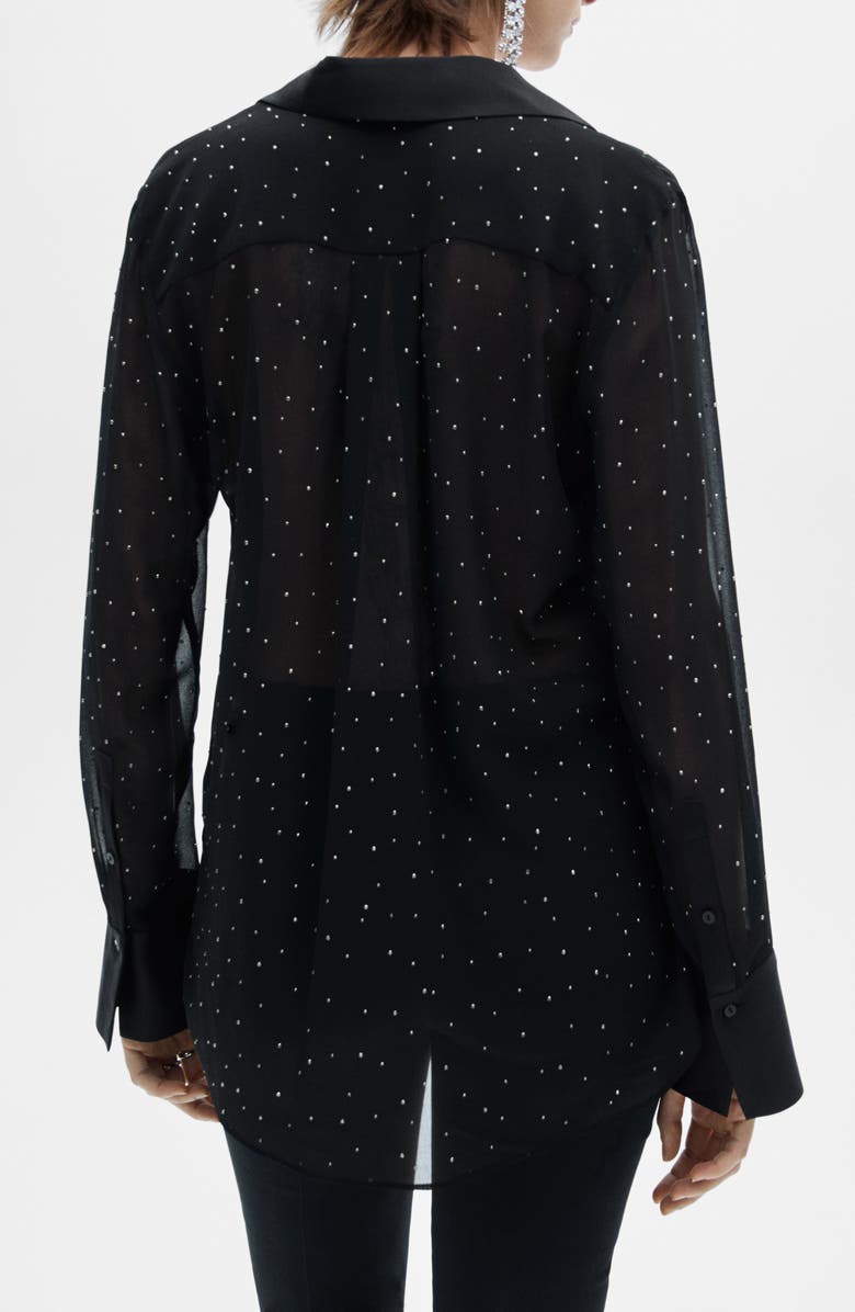 MANGO Studded Semisheer Button-Up Shirt, Alternate, color, 