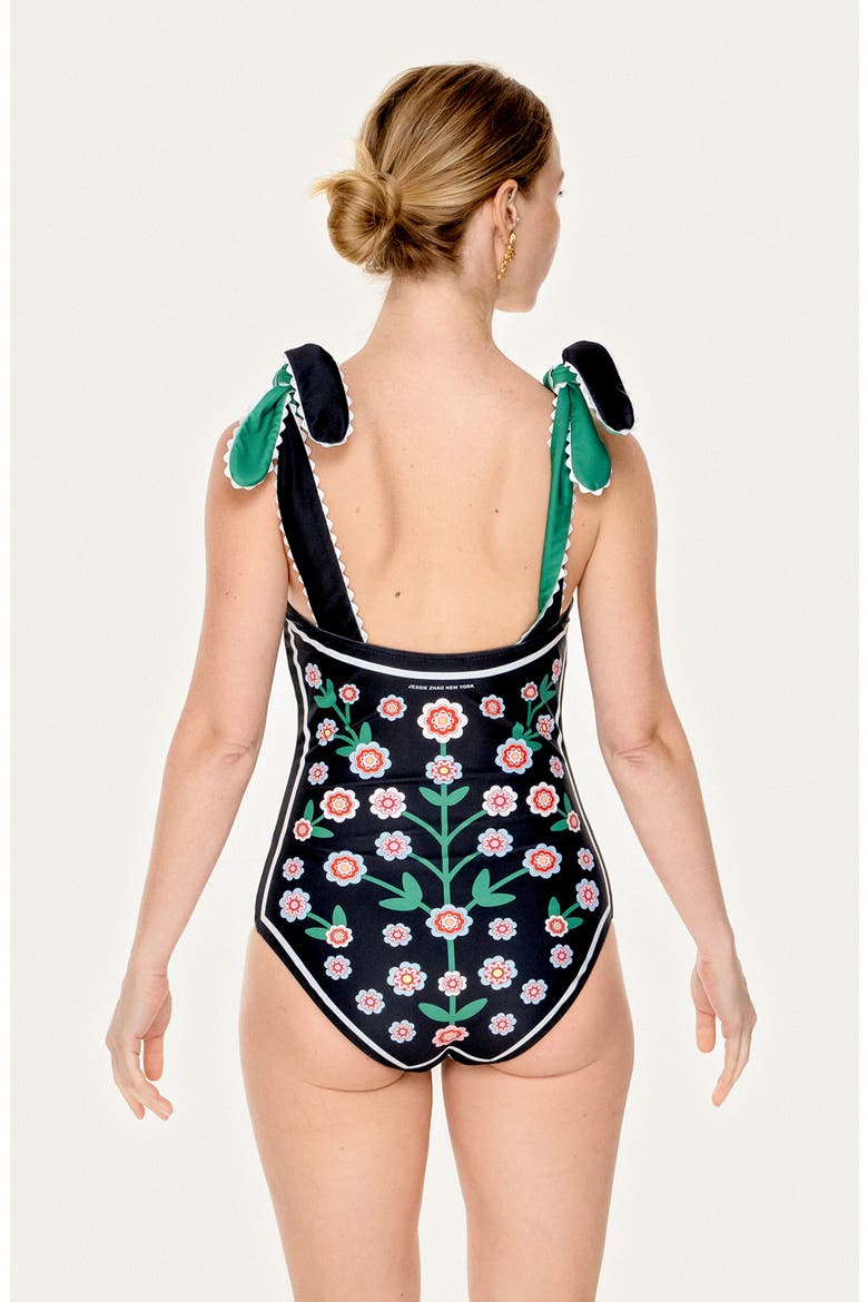 Midnight Bloom Reversible One-Piece Swimsuit, Alternate, color, Black