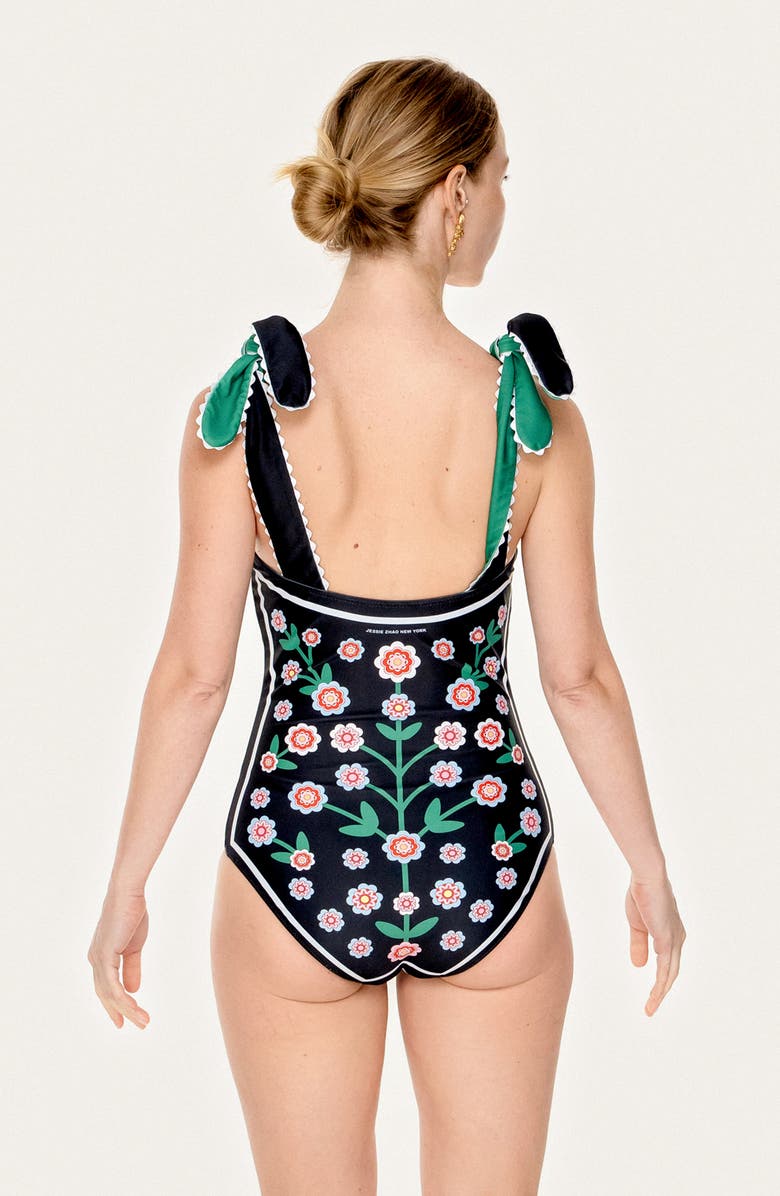 Jessie Zhao New York Midnight Bloom Reversible One-Piece Swimsuit, Alternate, color, Black