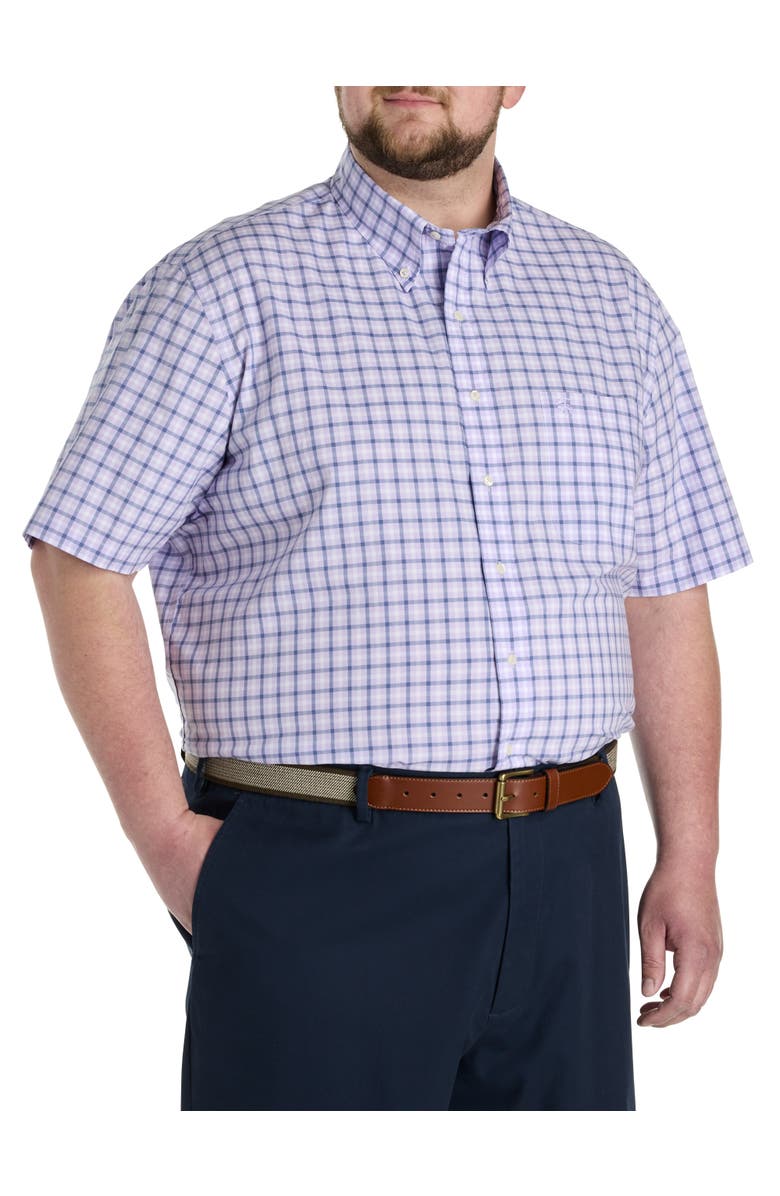 Brooks Brothers Big & Tall Check-Patterned Friday Oxford Sport Shirt, Main, color, Lavender