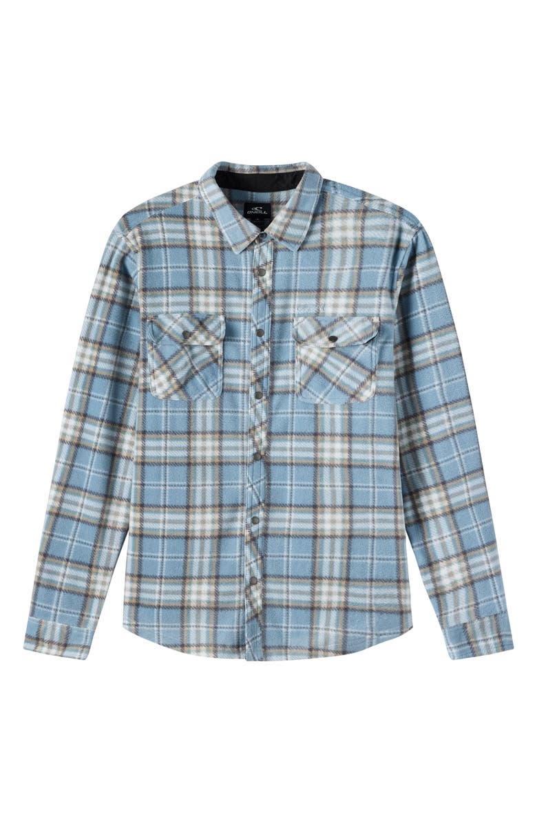 O'Neill Kids' Glacier Plaid Superfleece Snap-Up Shirt, Main, color, Citadel
