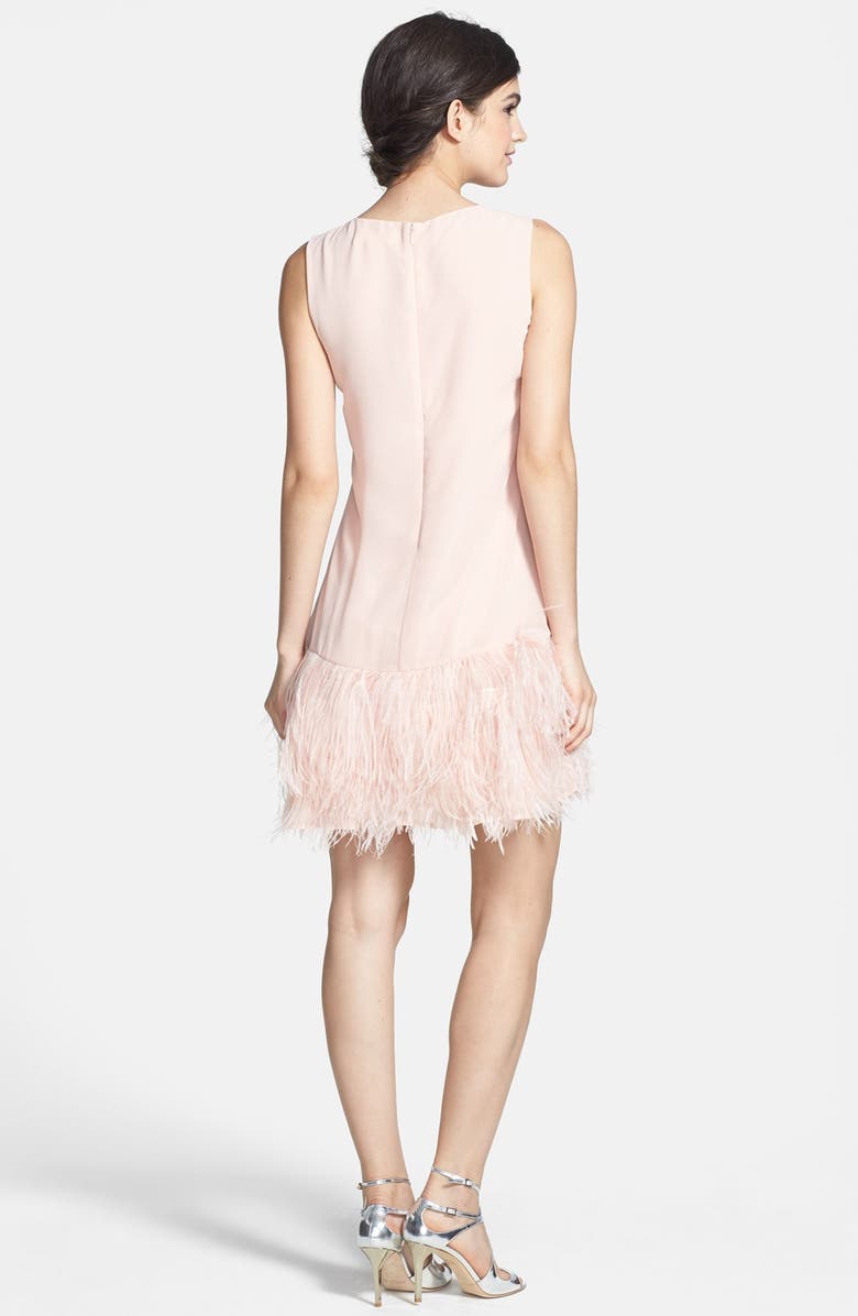 ERIN erin fetherston 'Phoebe' Ostrich Feather Hem Chiffon Shift Dress, Alternate, color,