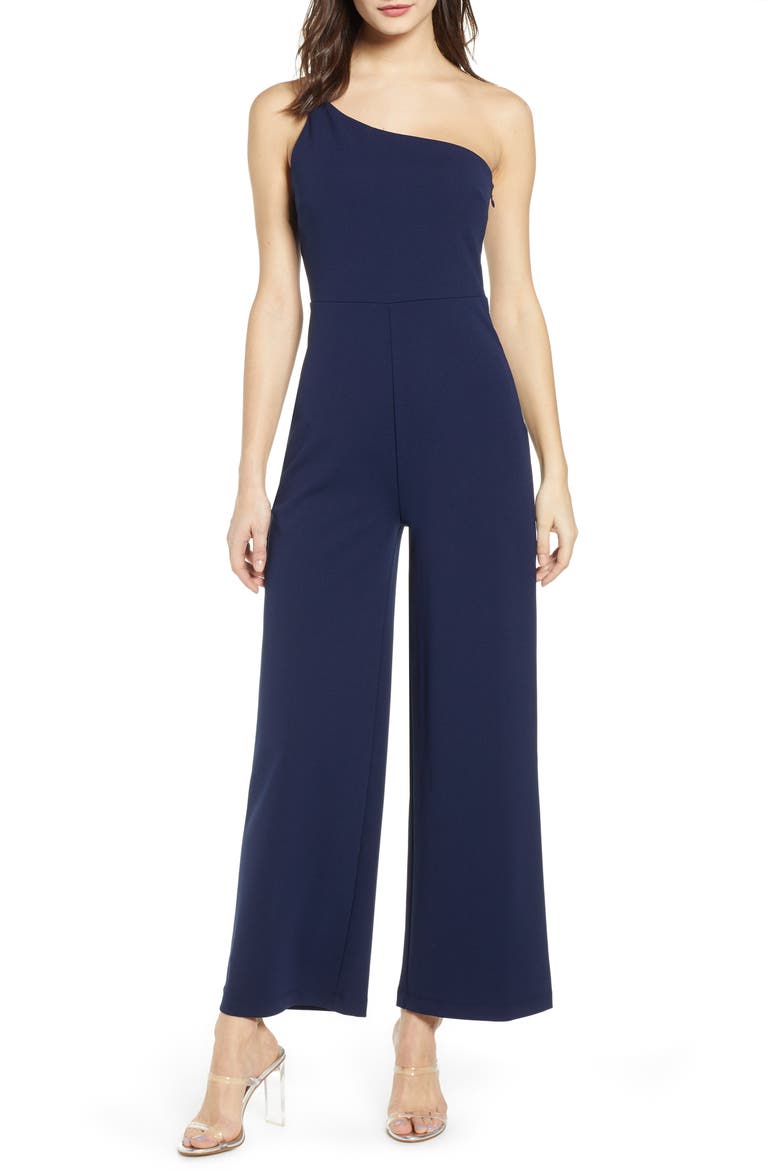 One-Shoulder Jumpsuit, Main, color, NAVY PEACOAT