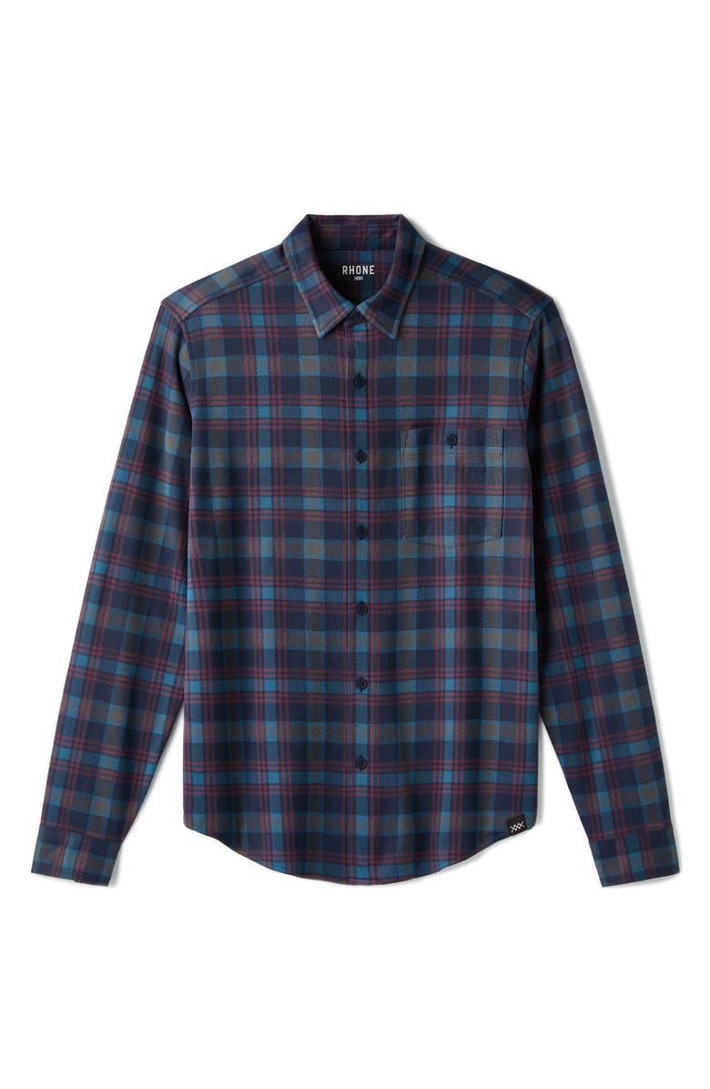 Rhone Hardy Plaid Flannel Button-Up Shirt, Alternate, color, True Navy Plaid