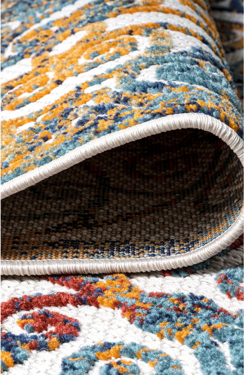 JONATHAN Y Cetara Ornate Trellis Indoor/Outdoor Area Rug, Alternate, color, Cream/Blue/Orange