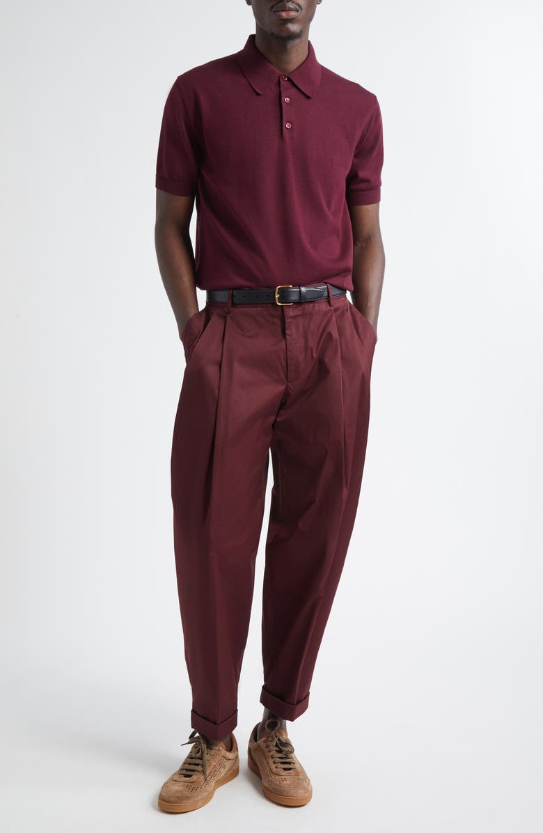 Dolce&Gabbana Cotton Polo Sweater, Alternate, color, M5039 Brown-Dark Violet