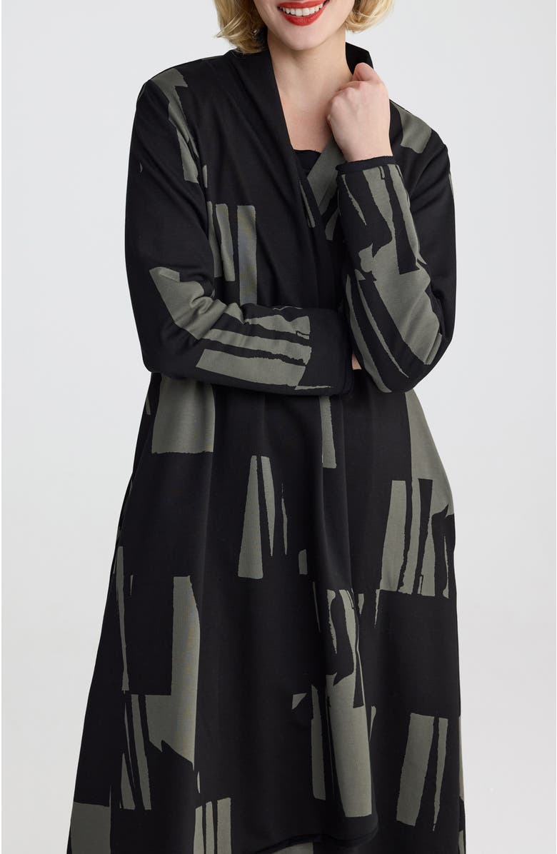 LUUKAA Aqualina Printed Jersey Duster, Alternate, color, Khaki Black