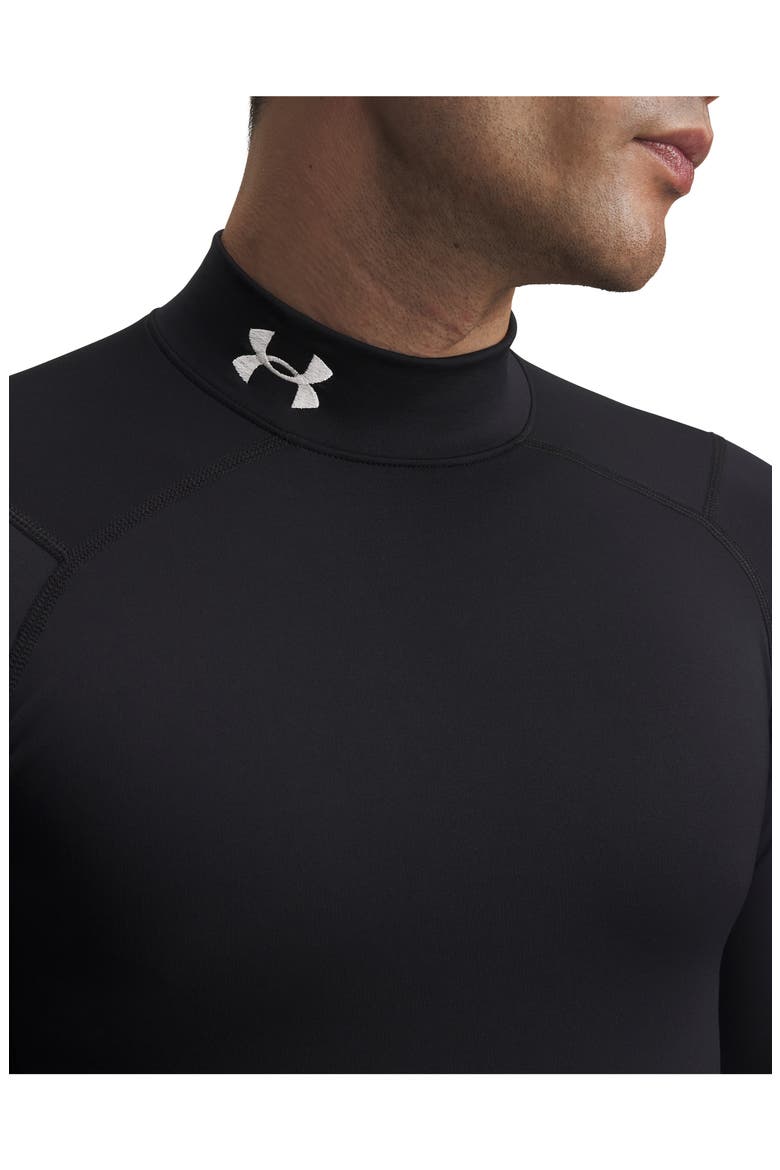 CG Armour Compression Mock Neck Performance Top, Alternate, color, BLACK/ WHITE