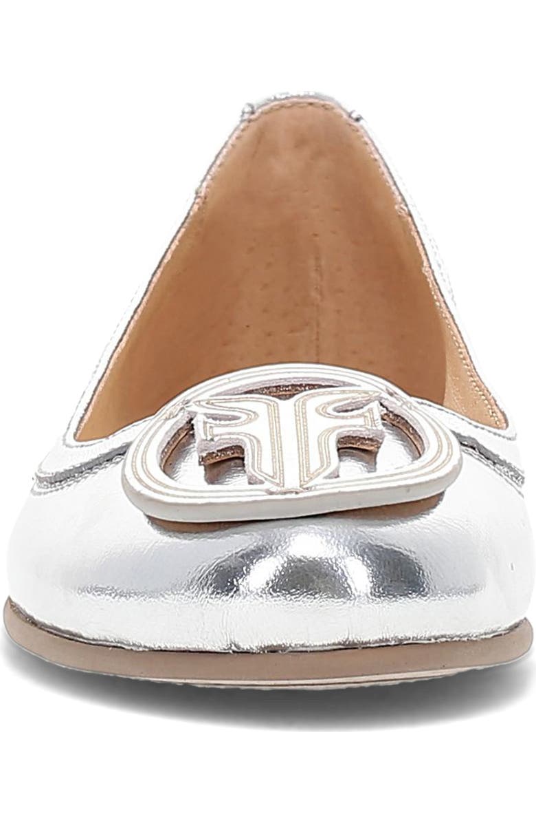 Frye Carson Logo Ballet Flat, Alternate, color, Silver