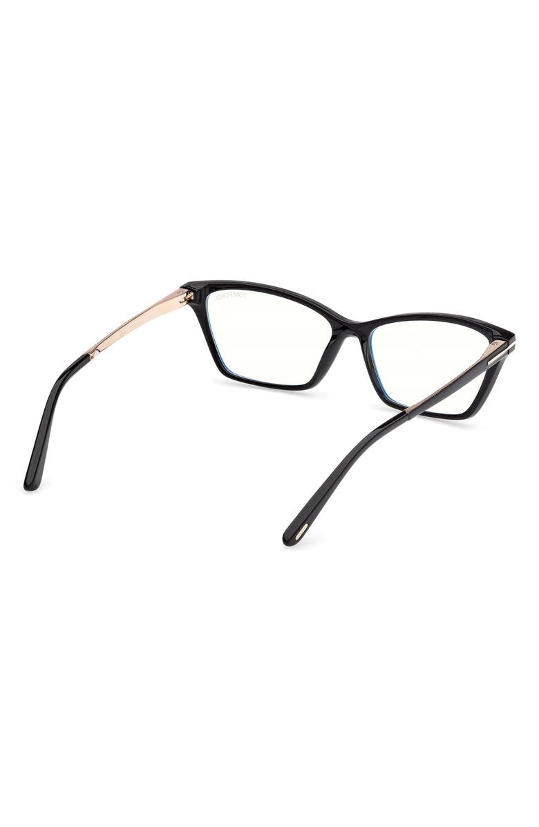 TOM FORD 56mm Butterfly Optical Glasses, Alternate, color, Shiny Black / Black Enamel