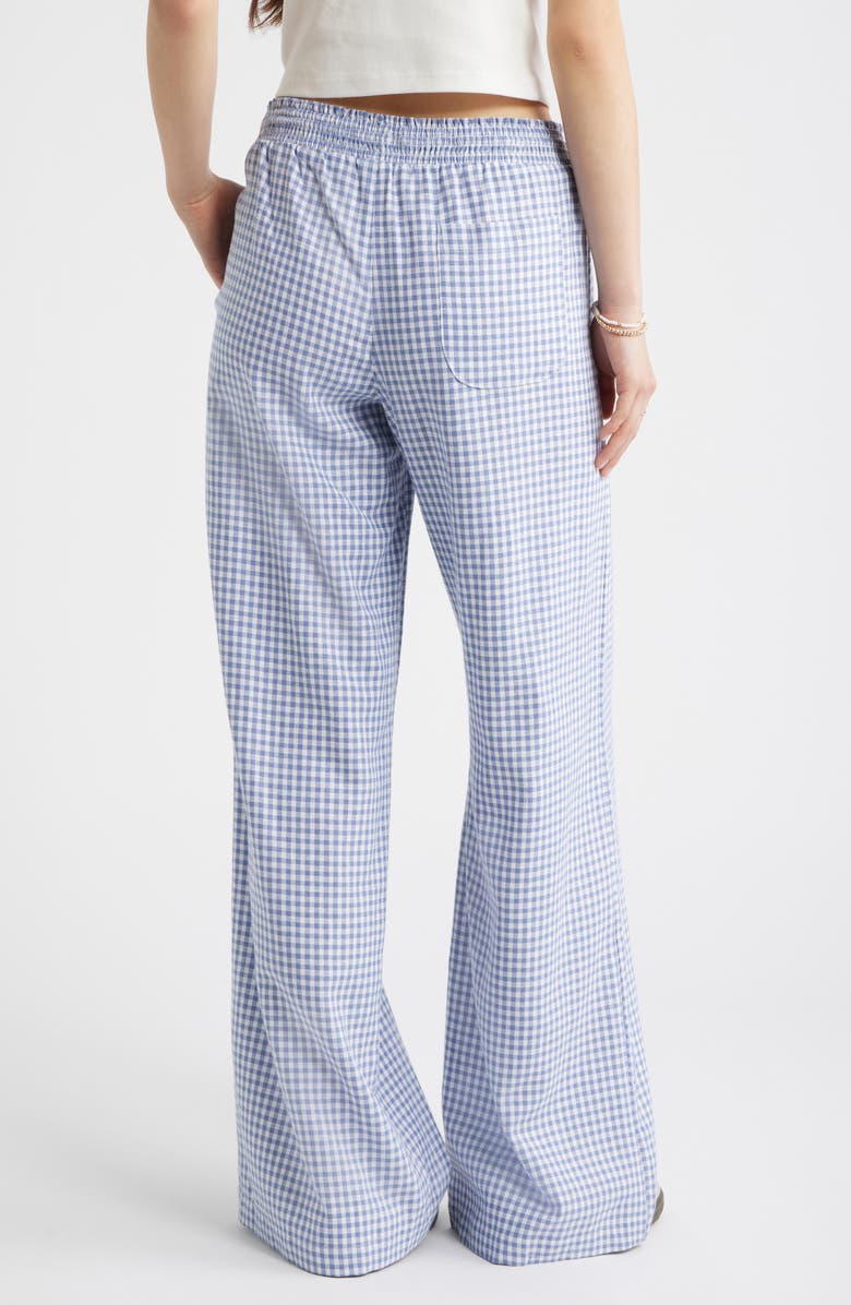 BP. Linen Blend Beach Pants, Alternate, color, Blue- White Demi Gingham