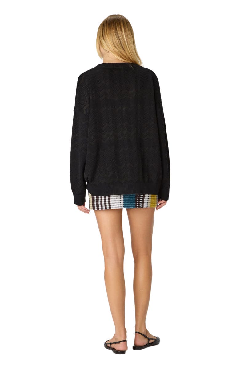 Missoni Oversized V-neck Sweater In Chevron Pattern, Alternate, color, Black