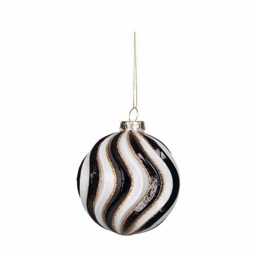 Carol & Frank Black & White Pattern Ornaments Set Of 2 In Black
