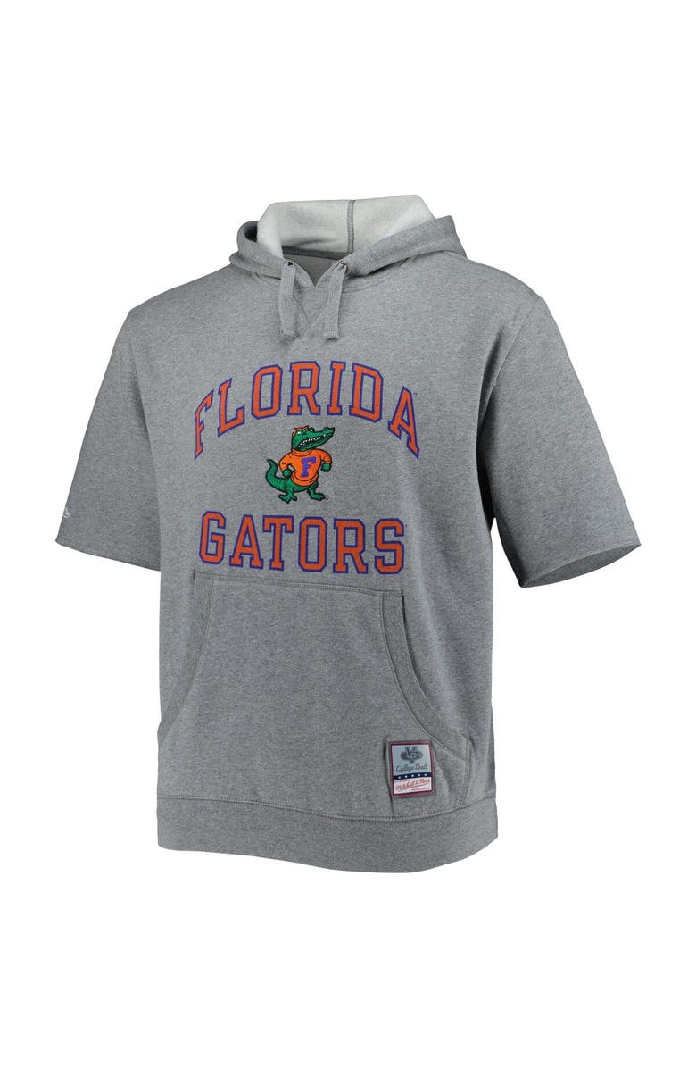 Mitchell & Ness Men's Mitchell & Ness Heathered Gray Florida Gators Wordmark Short Sleeve Pullover Hoodie, Alternate, color, Heather Gray