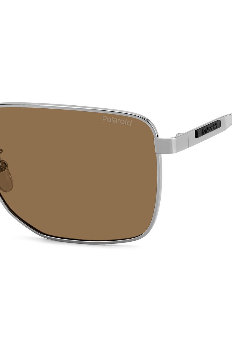 Polaroid 62mm Polarized Oversize Square Sunglasses, Alternate, color, Ruthenium/ Bronze Polar