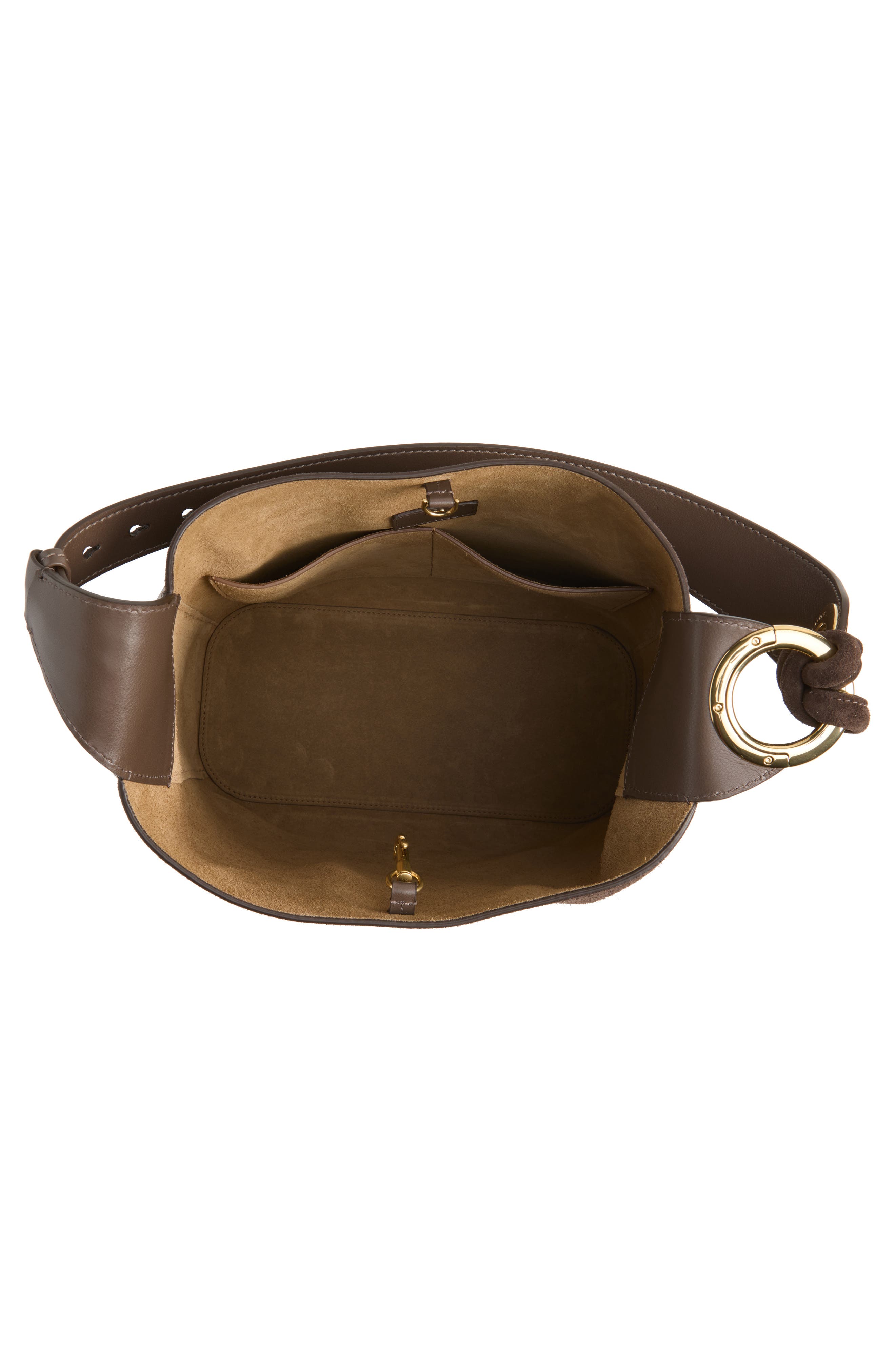 Ringo Suede North/South Shoulder Bag, Alternate, color, TRUFFLE