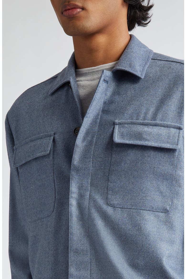 Stretch Wool & Cashmere Button-Up Overshirt, Alternate, color, SKY BLUE