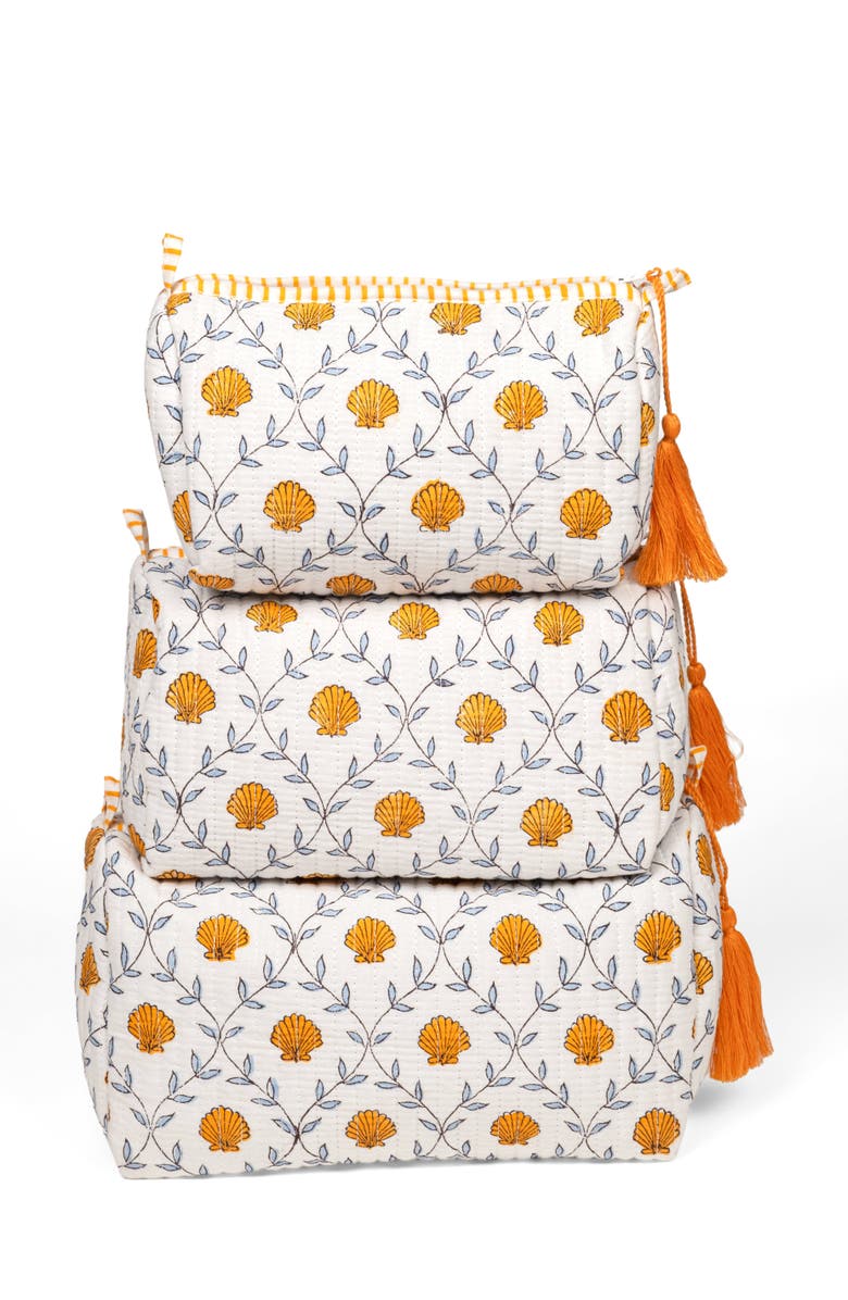 Inner Child Seashell Blockprint Makeup Bag - Set of 3, Alternate, color, Natural