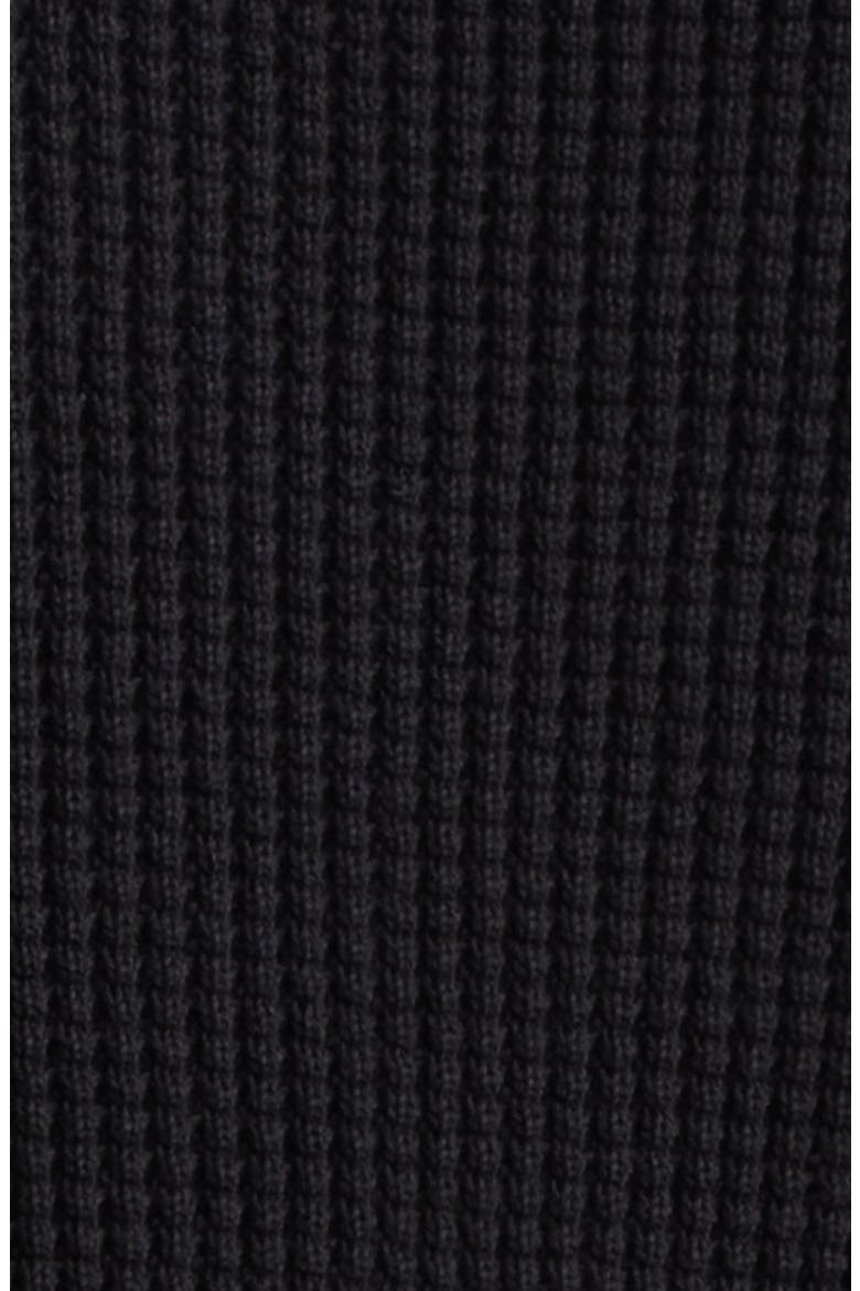 Waffle Stitch Crewneck Sweater, Alternate, color, BLACK