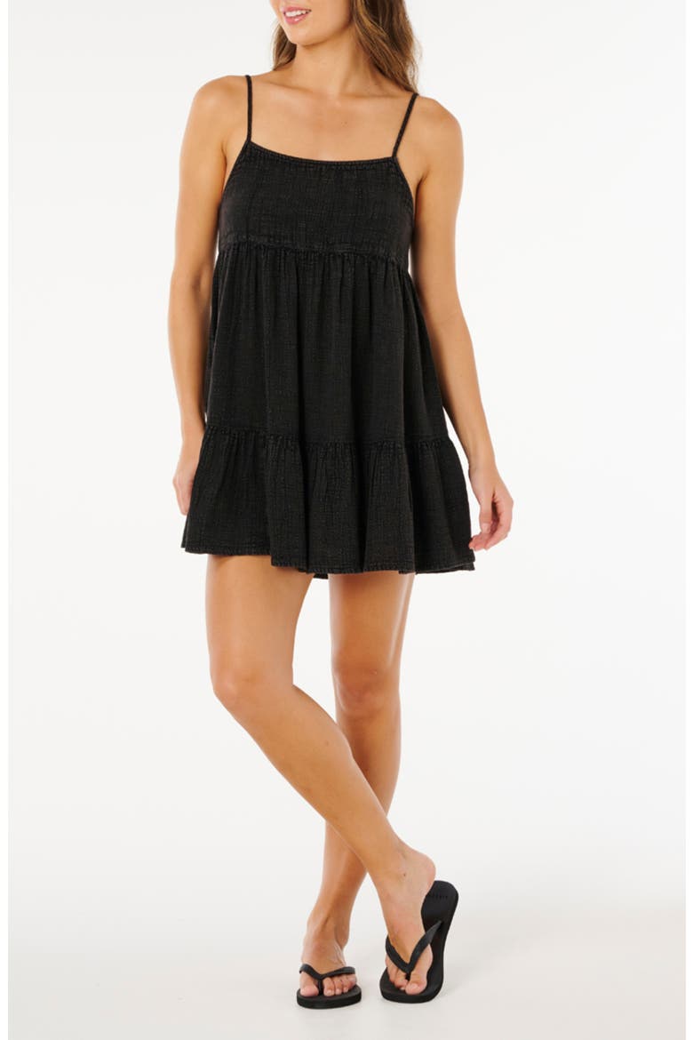 Classic Surf Tiered Cotton Sundress, Main, color, BLACK