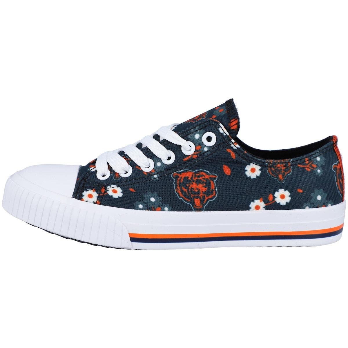 FOCO Women's FOCO Navy Chicago Bears Flower Canvas Allover Shoes, Alternate, color, 