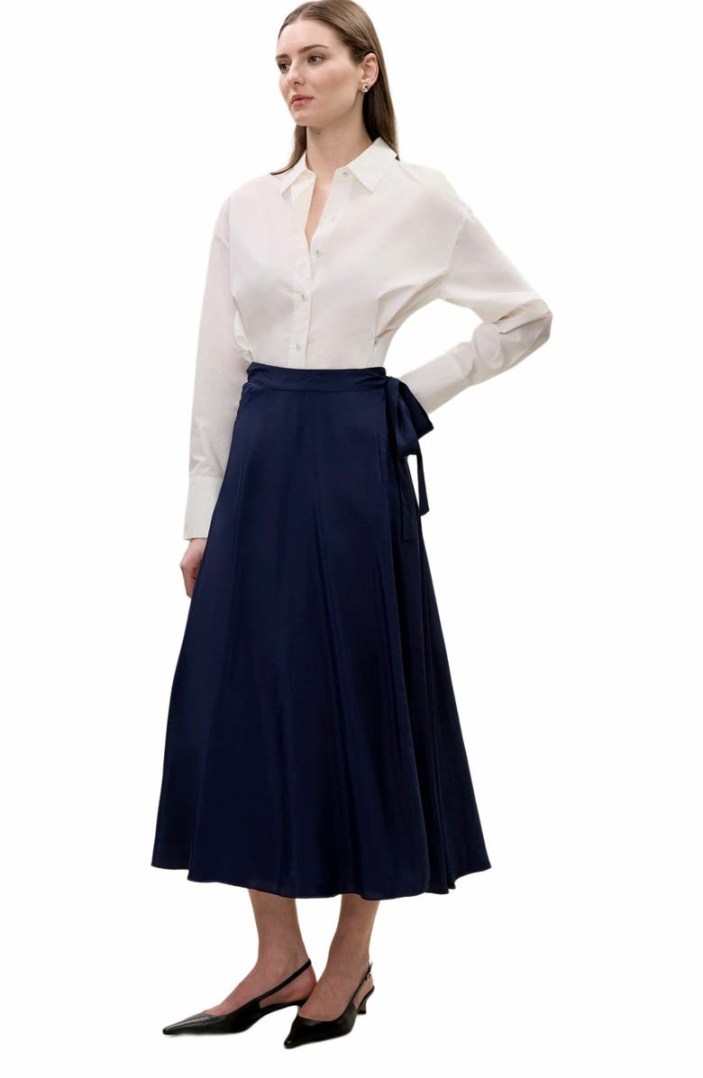 Rebecca Taylor Irie Silky Skirt, Alternate, color, Navy