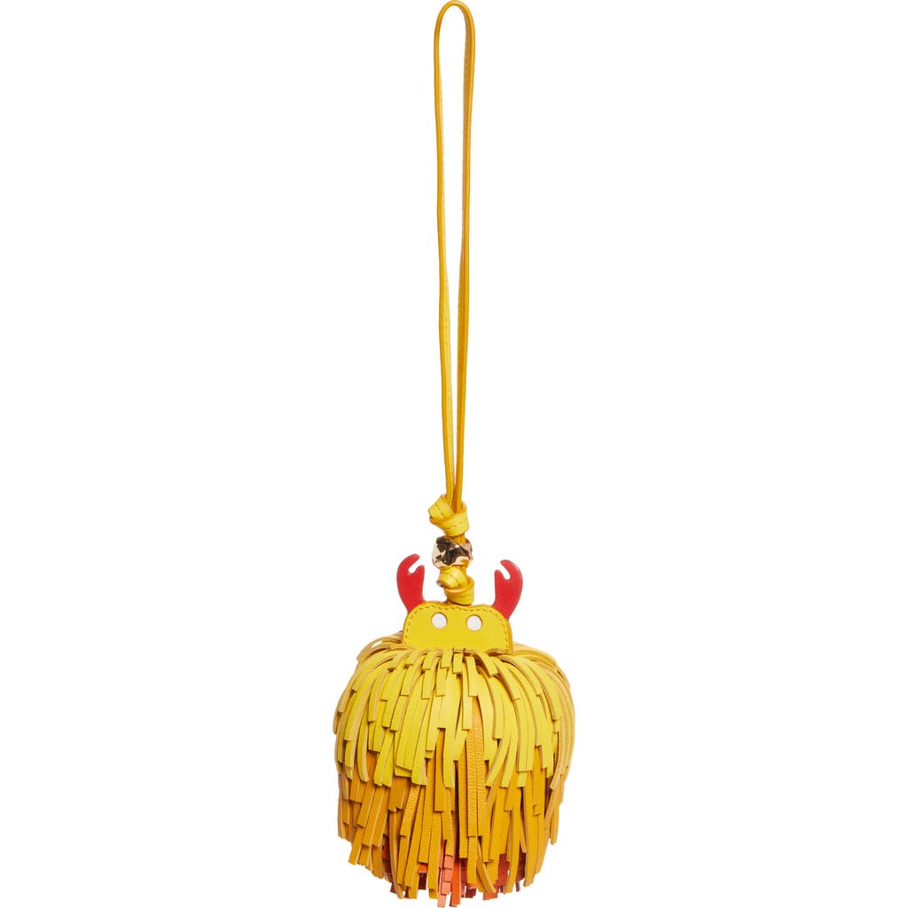 Zimmermann Crab Fringe Leather Bag Charm In Yellow