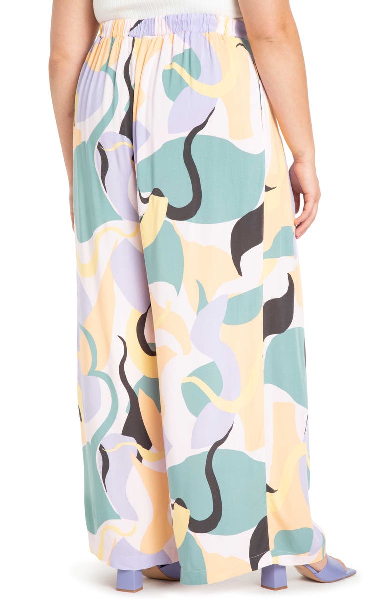 ELOQUII Print Wide Leg Palazzo Pants, Alternate, color, In Shape