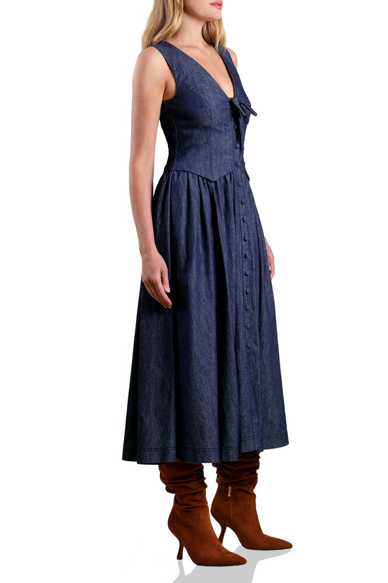 Denim Twofer Cotton Dress, Alternate, color, LEPI WASH