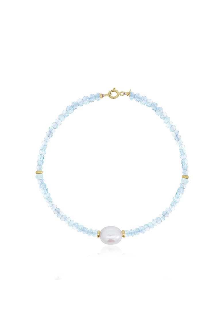 Blue Topaz Bead Pearl Bracelet, Main, color, Blue Topaz